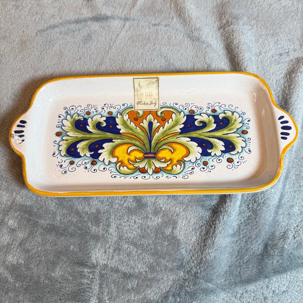 Ceramica Nova Deruta Italy Rectangular Serving Tray Hand Painted Majolica